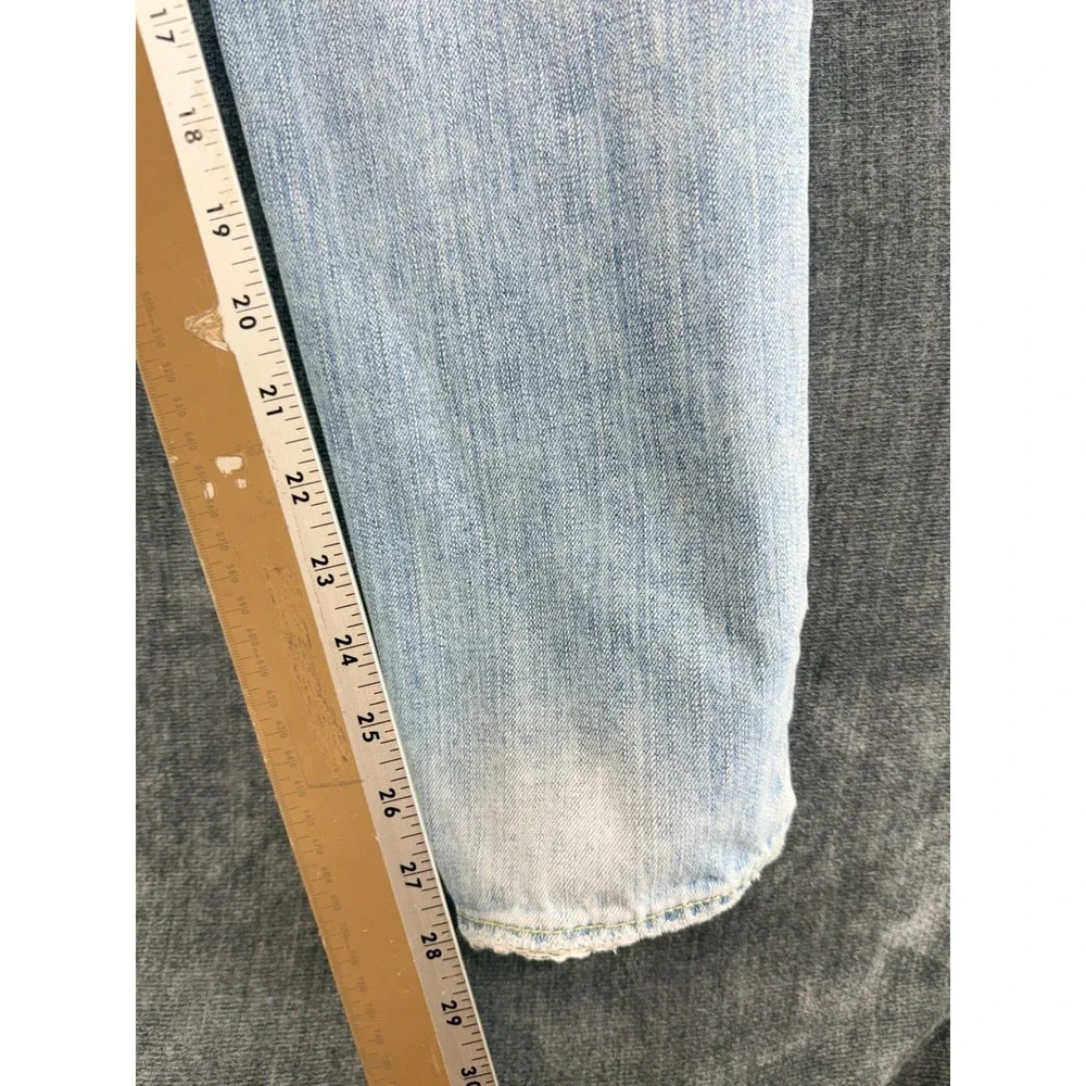 American Eagle Original Straight Mens 28x30 Light Wash Cotton Distressed Jeans